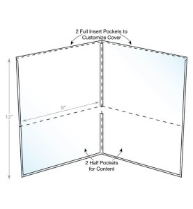 2 pocket folder showing dimensions