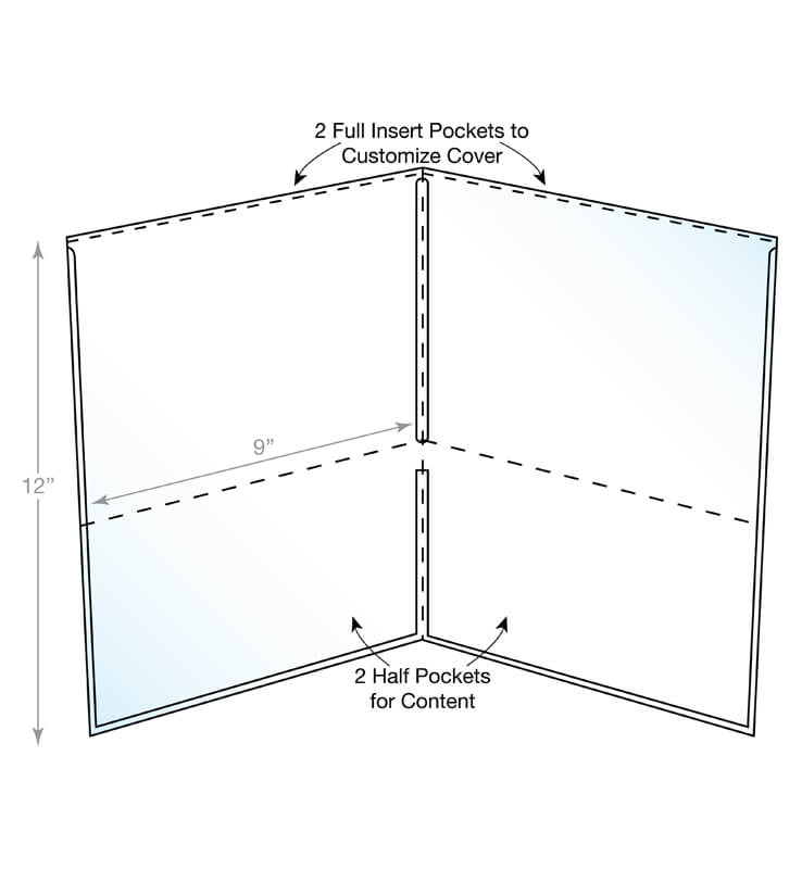 Customizable Heavy-Duty Clear Plastic 2 Pocket Folders Box of 300 1 2 pocket folder showing dimensions