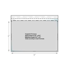 a 6 x 9 booklet envelope displaying dimensions