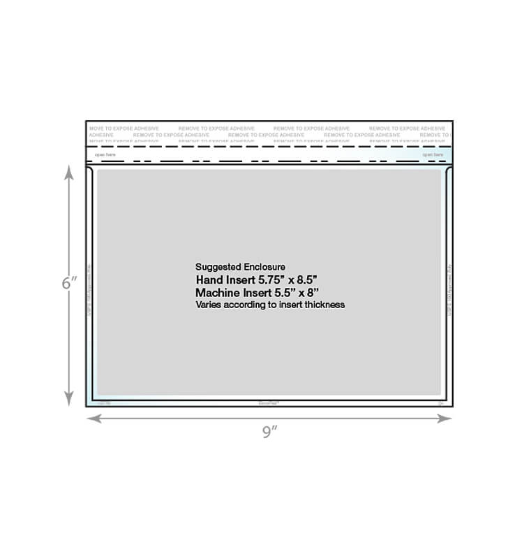 Booklet Envelope - 6"(h) x 9"(w)<br> Box of 500 1 a 6 x 9 booklet envelope displaying dimensions