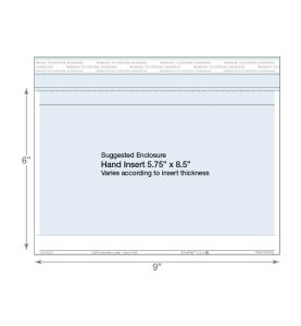 6 x 9 Clear booklet envelope showing dimensions