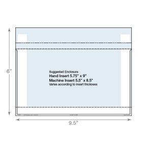 automation letter clear booklet envelope showing dimensions