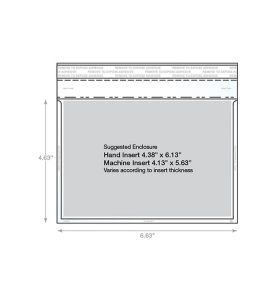 a clear booklet envelope with dimensions
